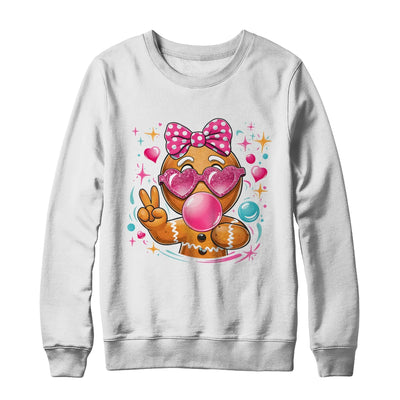 Pink Gingerbread Girl With Sunglasses Blowing Bubble Xmas Shirt & Sweatshirt | siriusteestore