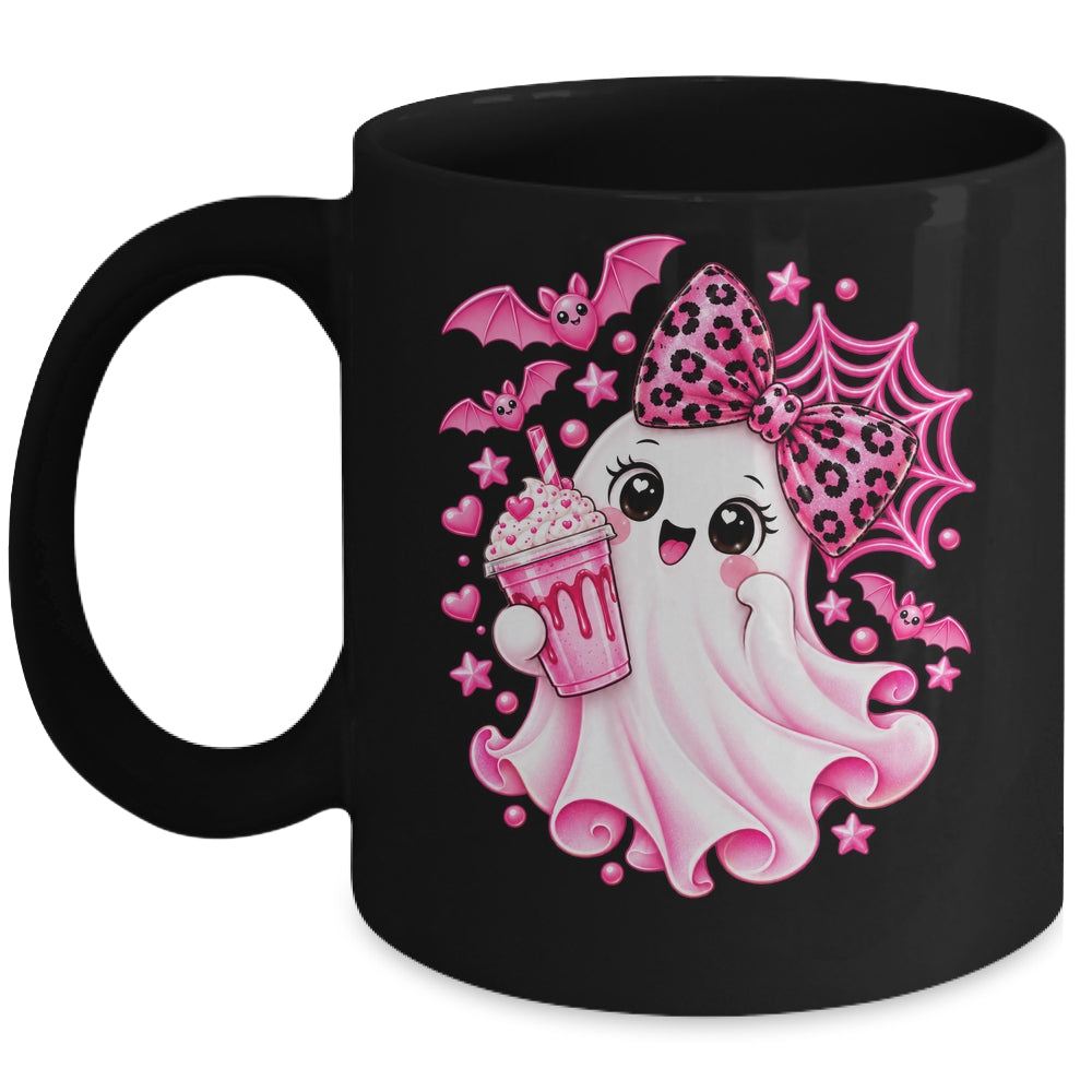 Pink Halloween Ghost Pumpkin Coffee Spooky Women Girls Mug | siriusteestore