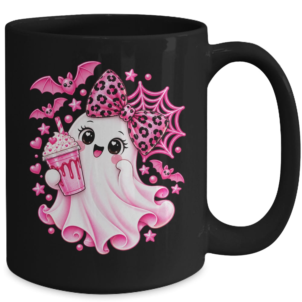 Pink Halloween Ghost Pumpkin Coffee Spooky Women Girls Mug | siriusteestore