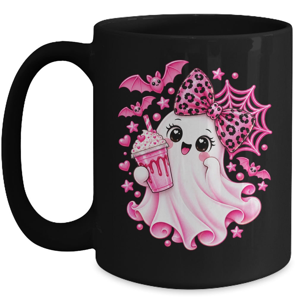 Pink Halloween Ghost Pumpkin Coffee Spooky Women Girls Mug | siriusteestore