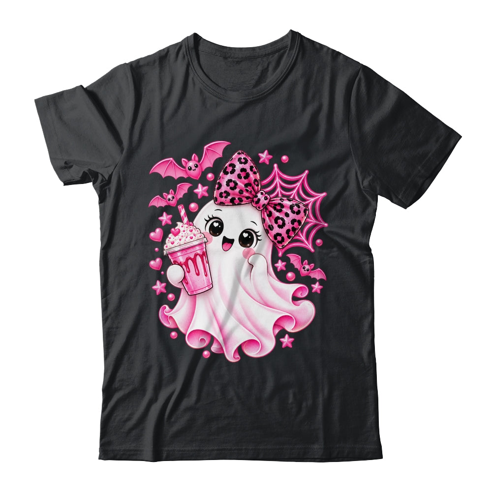 Pink Halloween Ghost Pumpkin Coffee Spooky Women Girls Shirt & Sweatshirt | siriusteestore