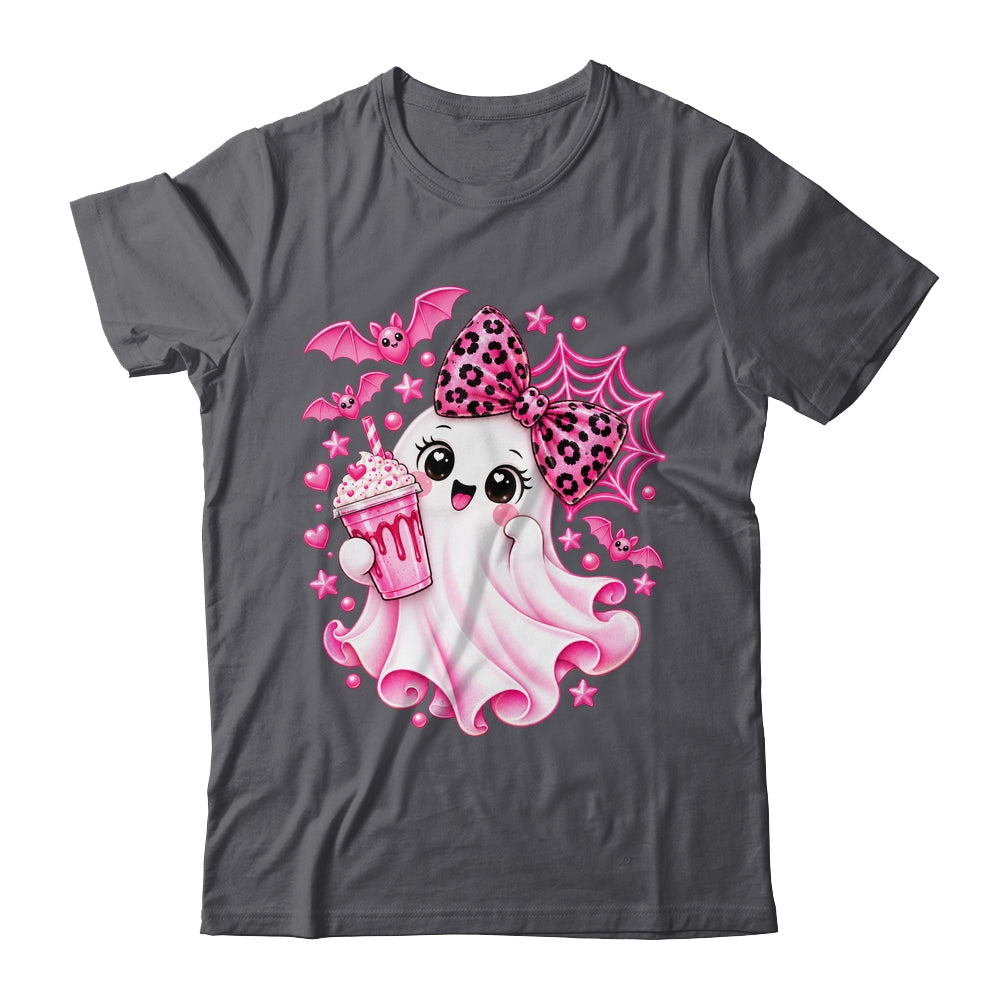 Pink Halloween Ghost Pumpkin Coffee Spooky Women Girls Shirt & Sweatshirt | siriusteestore