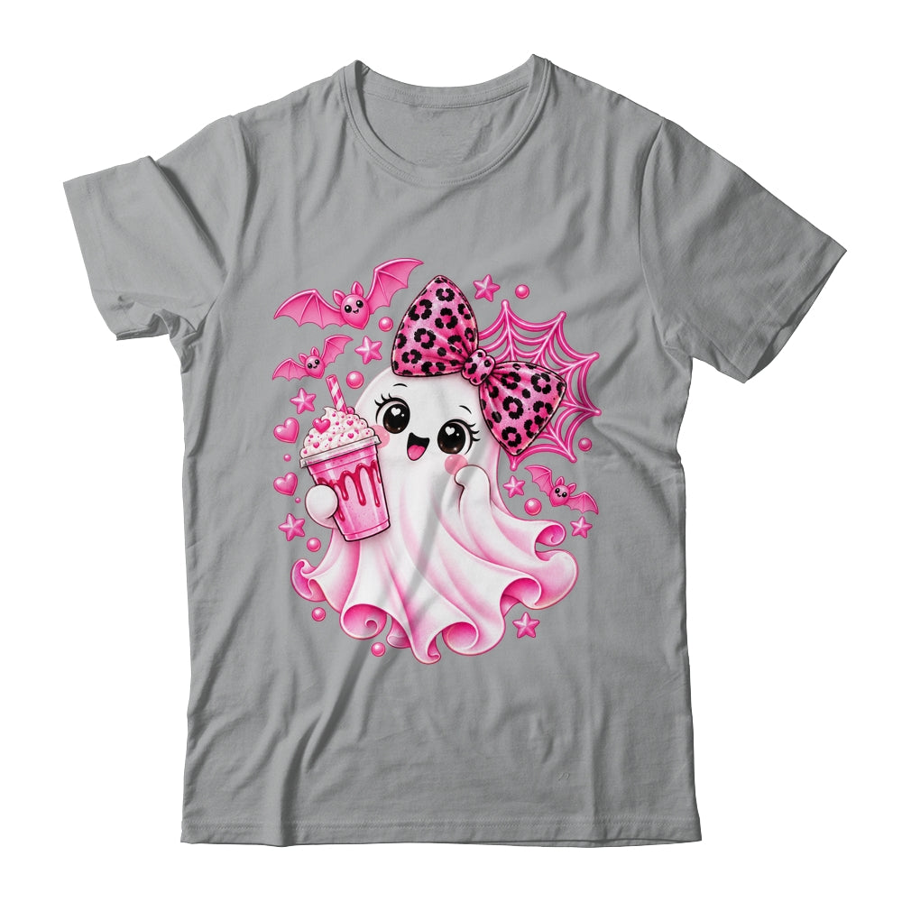 Pink Halloween Ghost Pumpkin Coffee Spooky Women Girls Shirt & Sweatshirt | siriusteestore