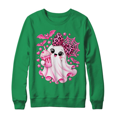 Pink Halloween Ghost Pumpkin Coffee Spooky Women Girls Shirt & Sweatshirt | siriusteestore