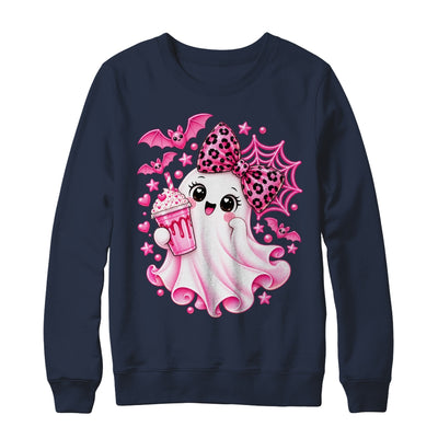 Pink Halloween Ghost Pumpkin Coffee Spooky Women Girls Shirt & Sweatshirt | siriusteestore