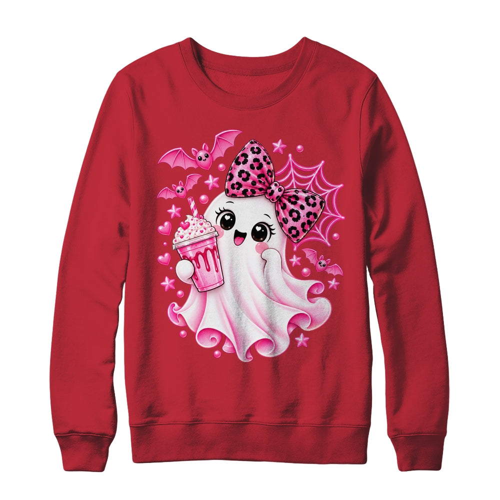 Pink Halloween Ghost Pumpkin Coffee Spooky Women Girls Shirt & Sweatshirt | siriusteestore