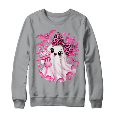 Pink Halloween Ghost Pumpkin Coffee Spooky Women Girls Shirt & Sweatshirt | siriusteestore