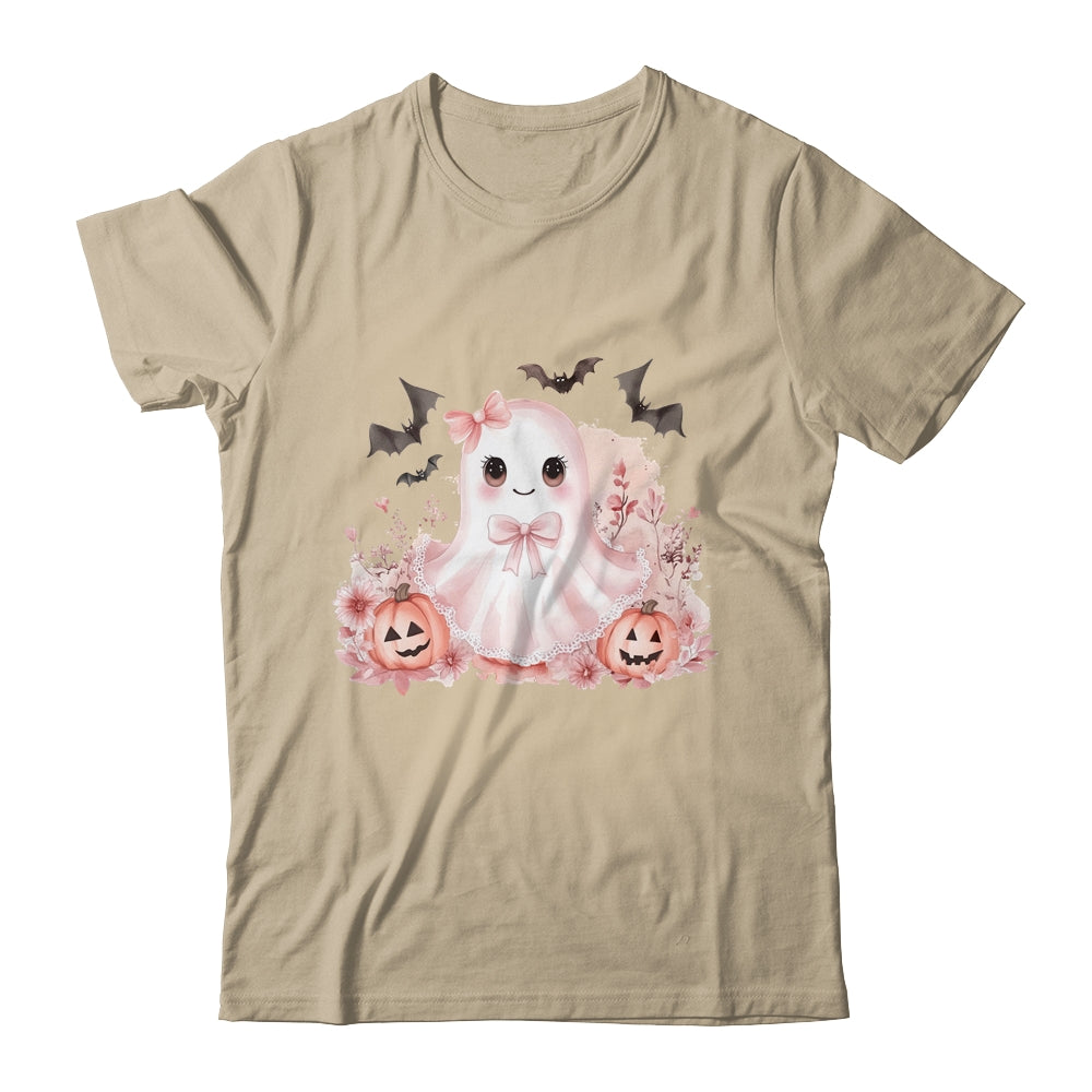 Pink Halloween Spooky Ghost Autumn Coquette Pink Girls Women Shirt & Sweatshirt | siriusteestore