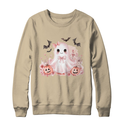 Pink Halloween Spooky Ghost Autumn Coquette Pink Girls Women Shirt & Sweatshirt | siriusteestore