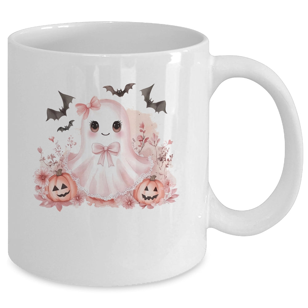 Pink Halloween Spooky Ghost Autumn Coquette Pink Girls Women Mug | siriusteestore
