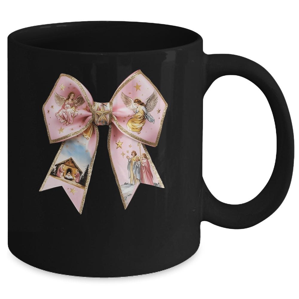 Pink Jesus Christmas Coquette Bow Christmas Nativity Women Mug | siriusteestore
