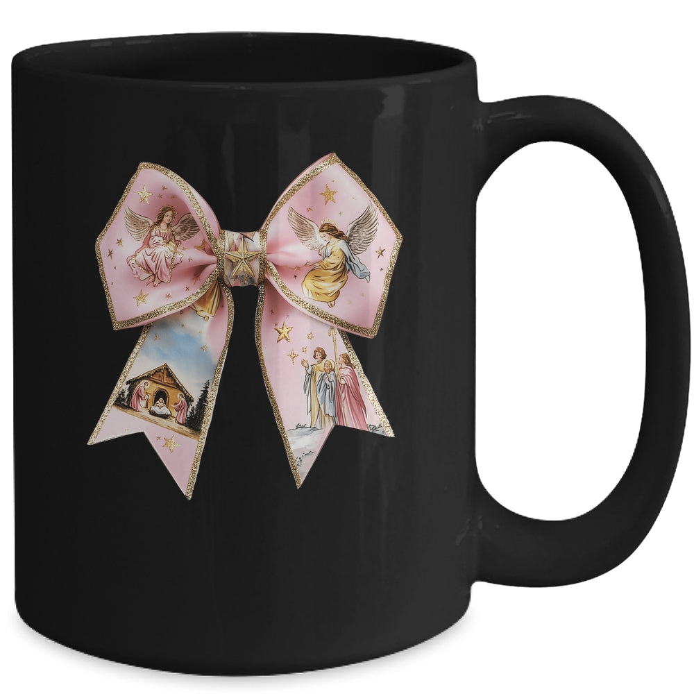Pink Jesus Christmas Coquette Bow Christmas Nativity Women Mug | siriusteestore