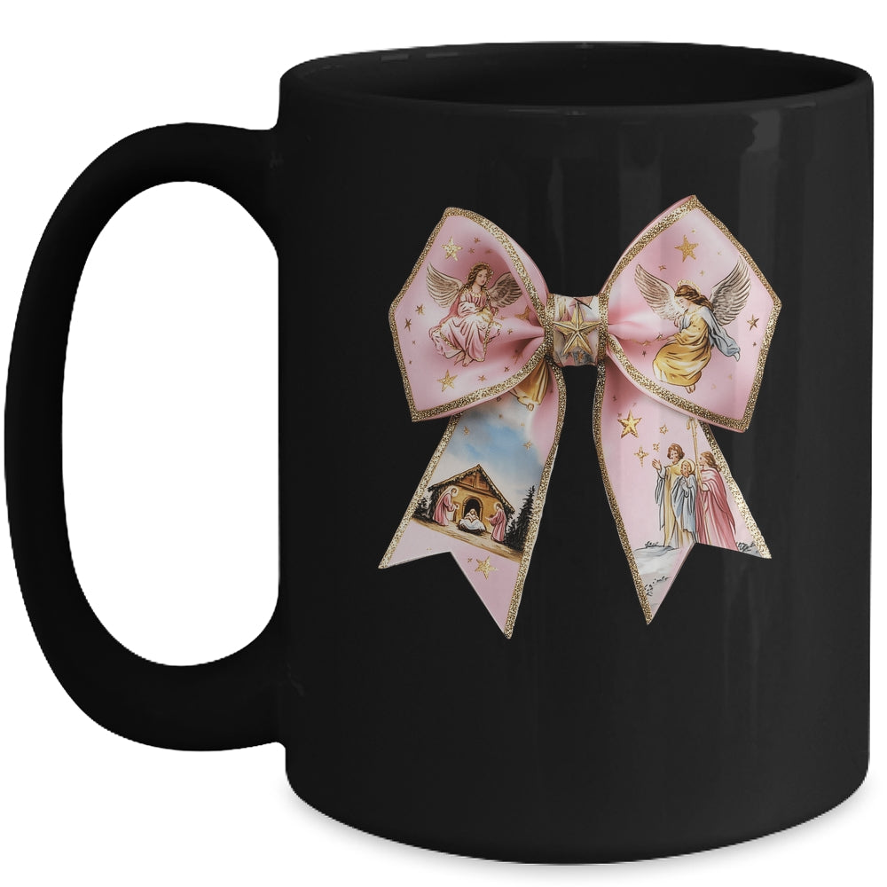 Pink Jesus Christmas Coquette Bow Christmas Nativity Women Mug | siriusteestore