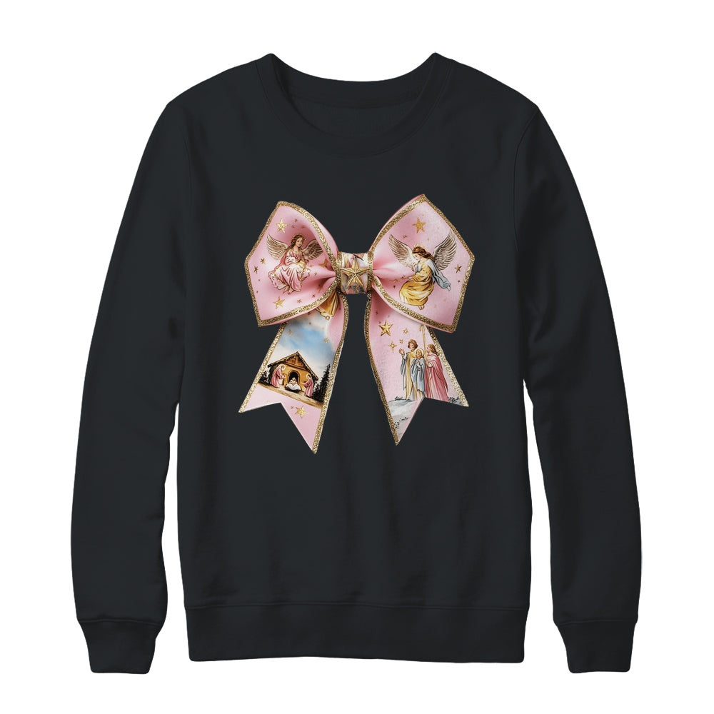 Pink Jesus Christmas Coquette Bow Christmas Nativity Women Shirt & Sweatshirt | siriusteestore