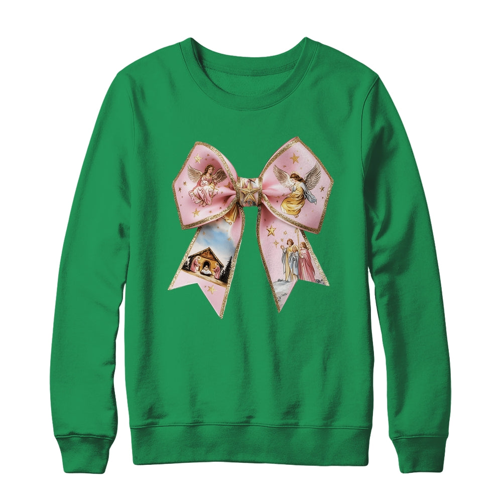 Pink Jesus Christmas Coquette Bow Christmas Nativity Women Shirt & Sweatshirt | siriusteestore