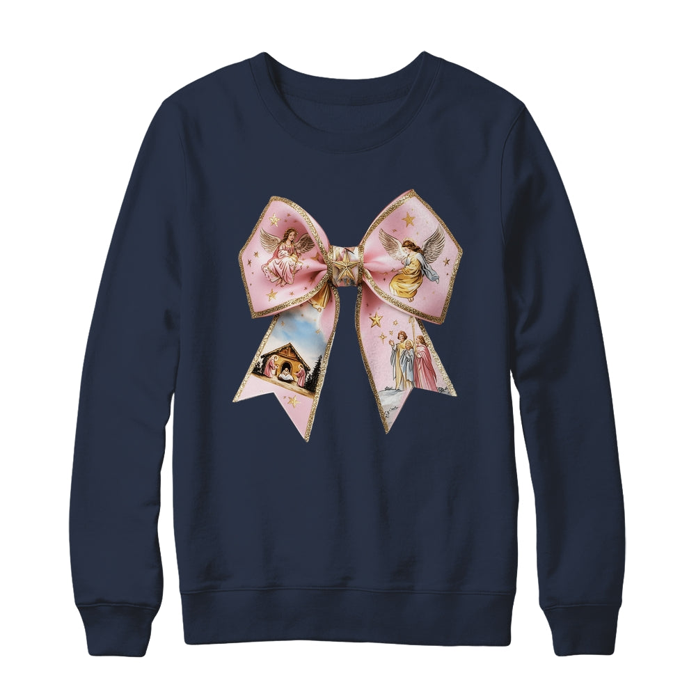 Pink Jesus Christmas Coquette Bow Christmas Nativity Women Shirt & Sweatshirt | siriusteestore