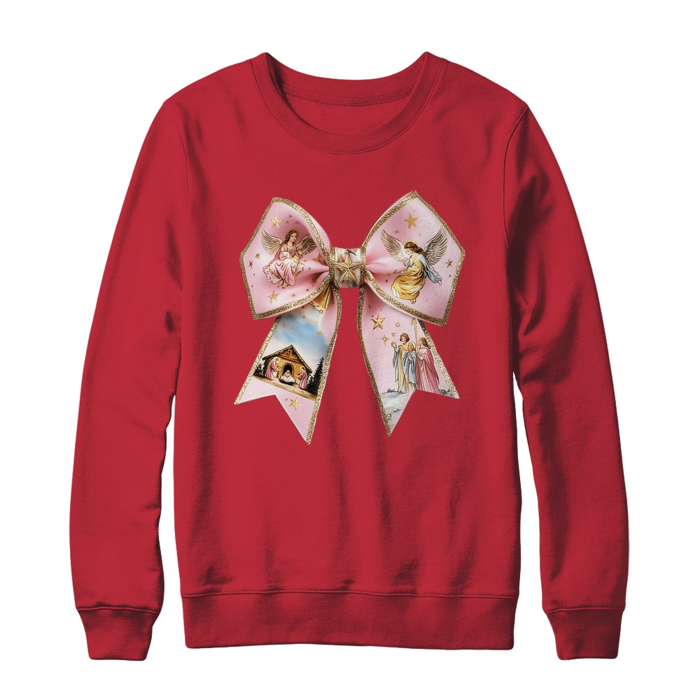 Pink Jesus Christmas Coquette Bow Christmas Nativity Women Shirt & Sweatshirt | siriusteestore