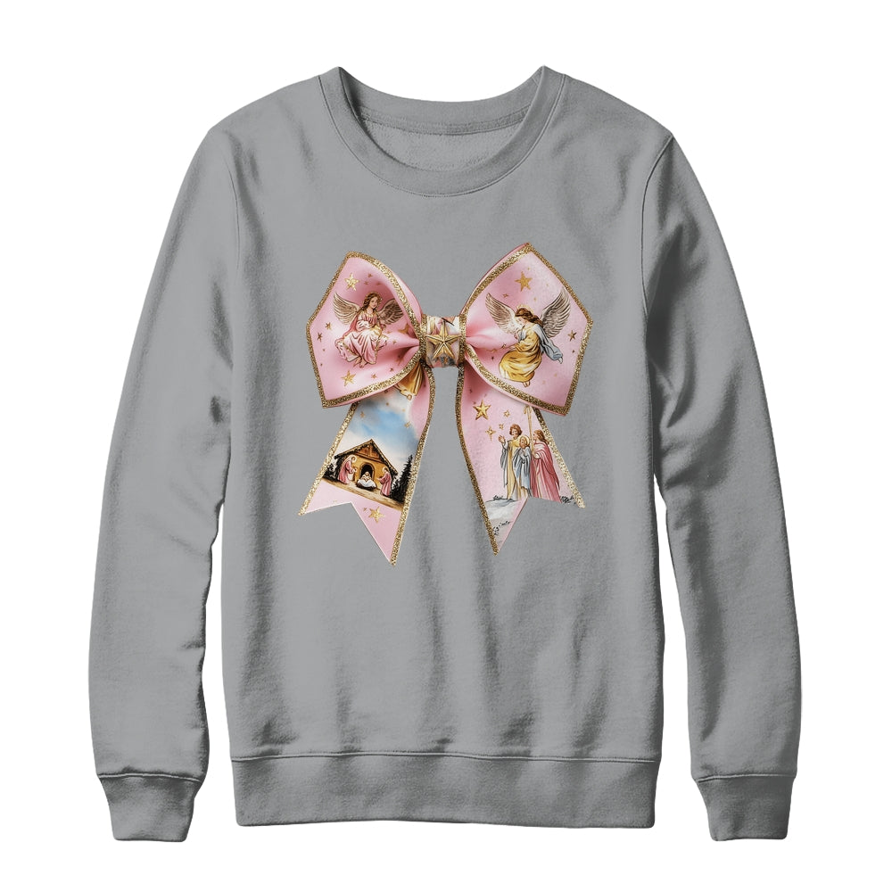 Pink Jesus Christmas Coquette Bow Christmas Nativity Women Shirt & Sweatshirt | siriusteestore