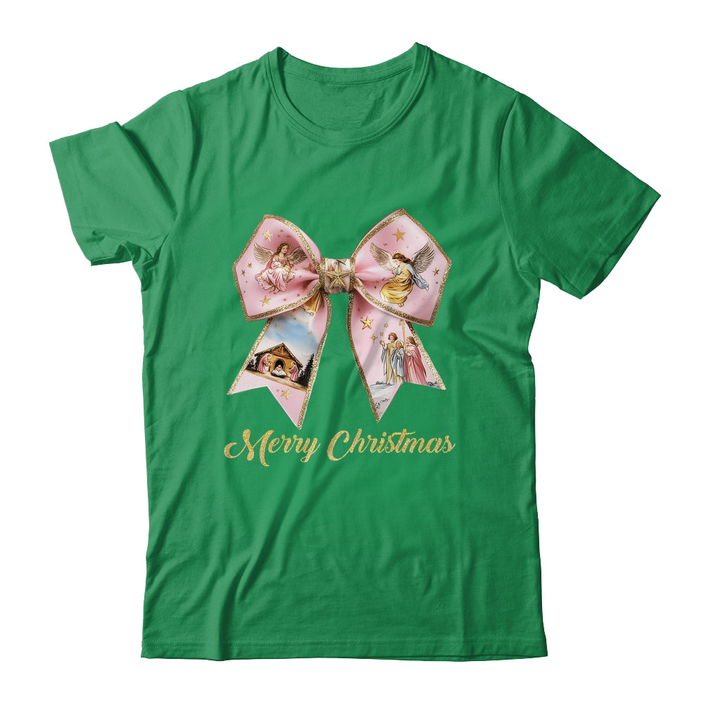 Pink Jesus Merry Christmas Coquette Bow Christmas Nativity Shirt & Sweatshirt | siriusteestore