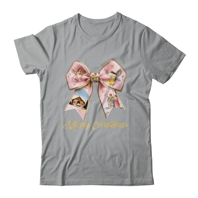 Pink Jesus Merry Christmas Coquette Bow Christmas Nativity Shirt & Sweatshirt | siriusteestore