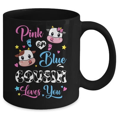 Pink Or Blue Cousin Loves You Cow Baby Gender Reveal Mug | siriusteestore