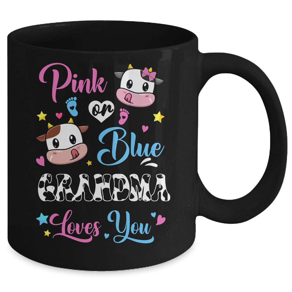 Pink Or Blue Grandma Loves You Cow Baby Gender Reveal Mug | siriusteestore