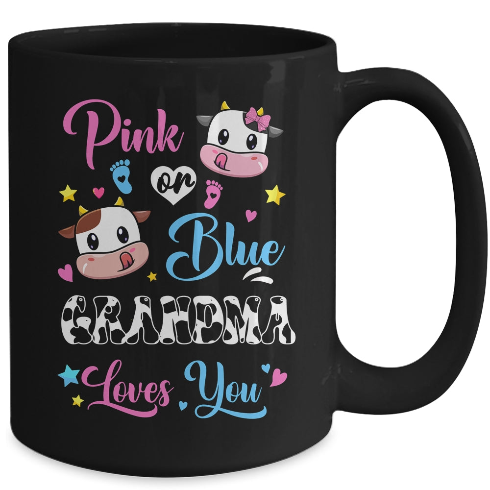 Pink Or Blue Grandma Loves You Cow Baby Gender Reveal Mug | siriusteestore