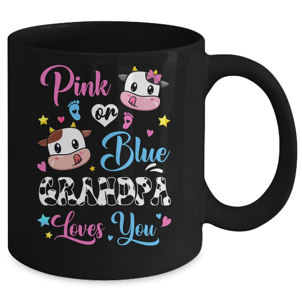 Pink Or Blue Grandpa Loves You Cow Baby Gender Reveal Mug | siriusteestore