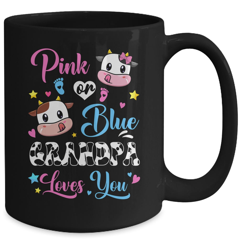 Pink Or Blue Grandpa Loves You Cow Baby Gender Reveal Mug | siriusteestore