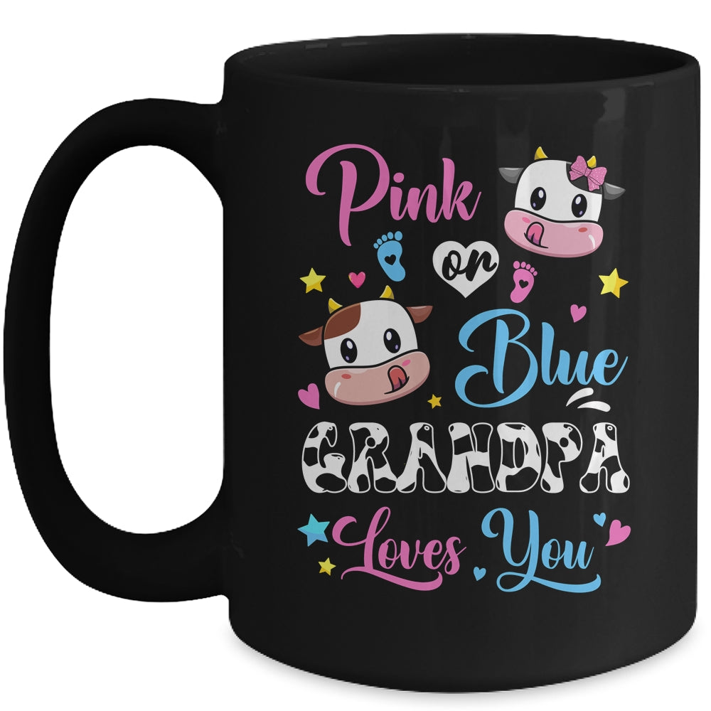 Pink Or Blue Grandpa Loves You Cow Baby Gender Reveal Mug | siriusteestore