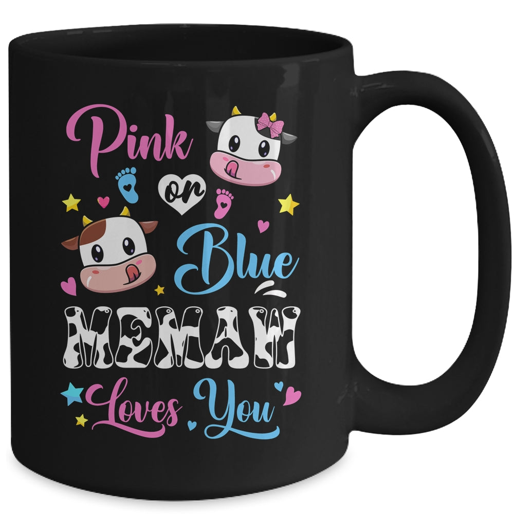 Pink Or Blue Memaw Loves You Cow Baby Gender Reveal Mug | siriusteestore
