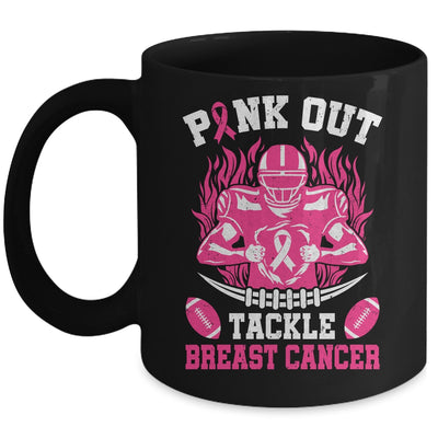 Pink Out Tackle Breast Cancer Awareness American Football Mug | siriusteestore