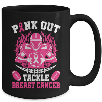 Pink Out Tackle Breast Cancer Awareness American Football Mug | siriusteestore