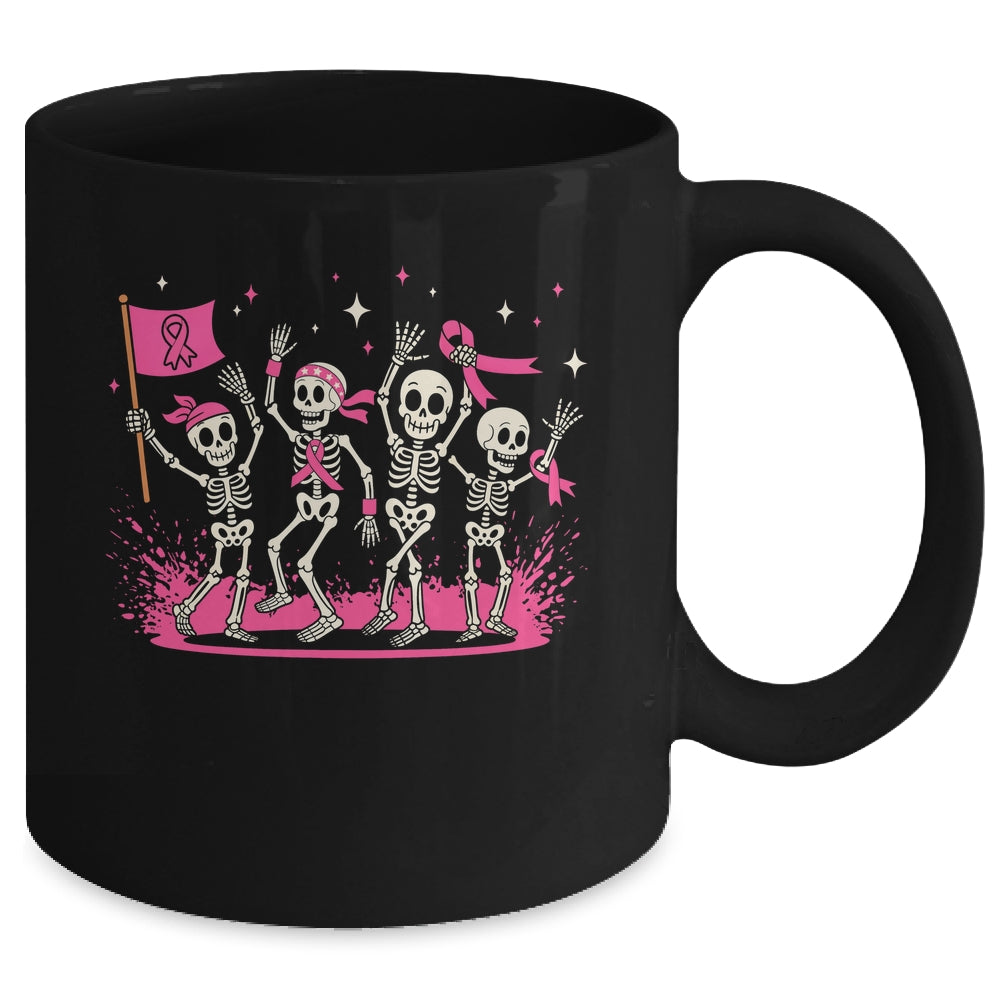 Pink Ribbon Breast Cancer Awareness Skeleton Women Men Mug | siriusteestore