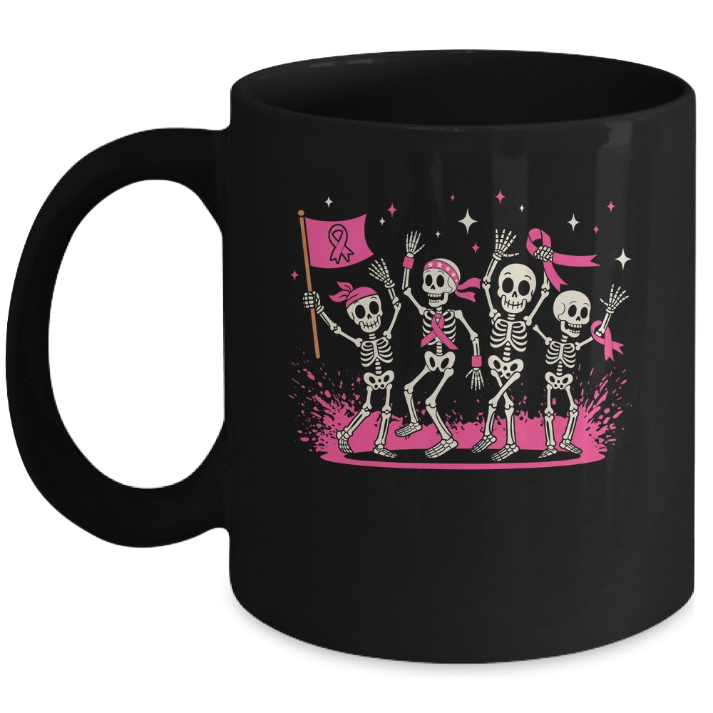 Pink Ribbon Breast Cancer Awareness Skeleton Women Men Mug | siriusteestore