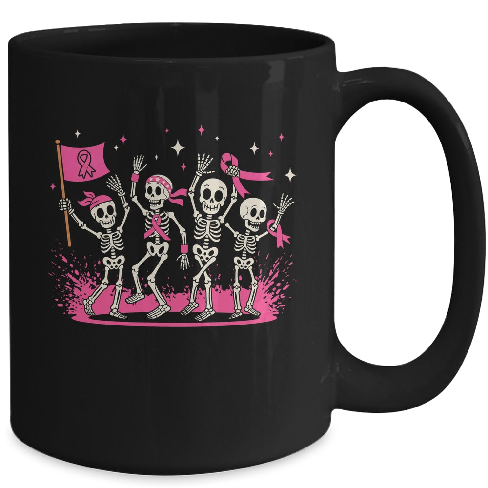 Pink Ribbon Breast Cancer Awareness Skeleton Women Men Mug | siriusteestore