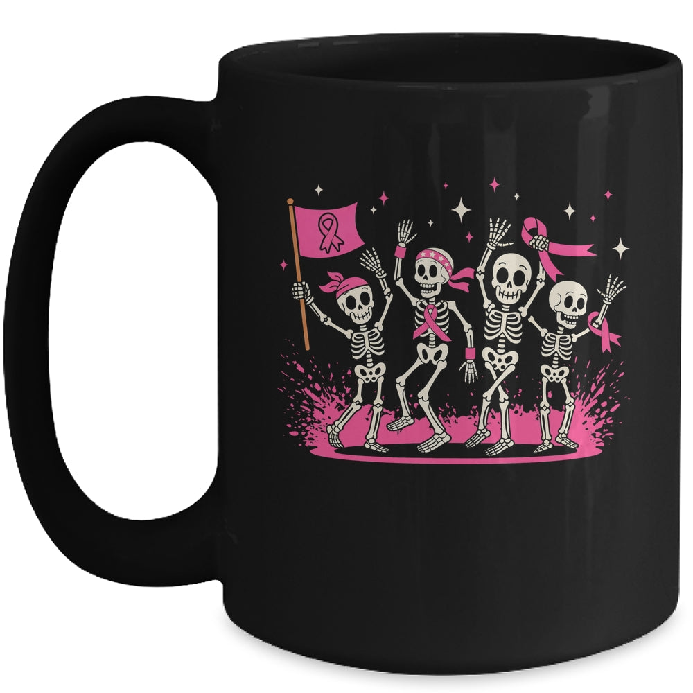 Pink Ribbon Breast Cancer Awareness Skeleton Women Men Mug | siriusteestore