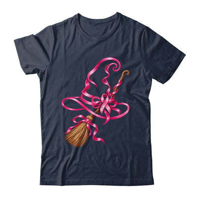 Pink Ribbon Witch Hat Broom Breast Cancer Halloween Awarenes Shirt & Hoodie | siriusteestore