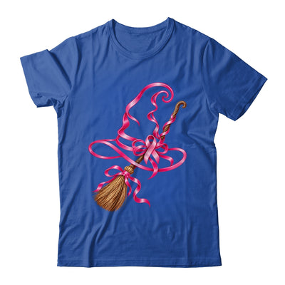 Pink Ribbon Witch Hat Broom Breast Cancer Halloween Awarenes Shirt & Hoodie | siriusteestore