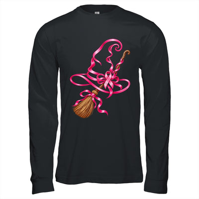 Pink Ribbon Witch Hat Broom Breast Cancer Halloween Awarenes Shirt & Hoodie | siriusteestore