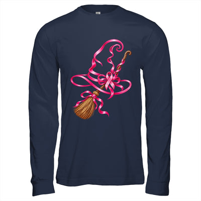 Pink Ribbon Witch Hat Broom Breast Cancer Halloween Awarenes Shirt & Hoodie | siriusteestore