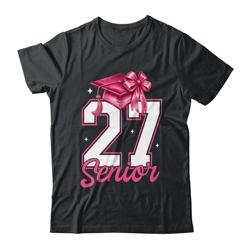Pink Senior 2027 Coquette Bow Class Of 27 Girl Seniors Shirt & Hoodie | siriusteestore