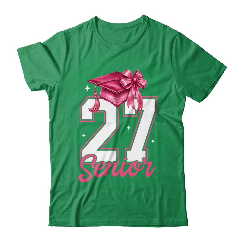 Pink Senior 2027 Coquette Bow Class Of 27 Girl Seniors Shirt & Hoodie | siriusteestore