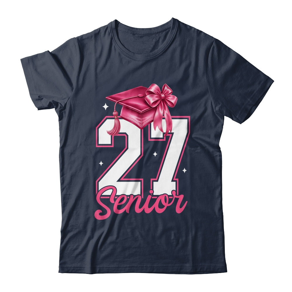 Pink Senior 2027 Coquette Bow Class Of 27 Girl Seniors Shirt & Hoodie | siriusteestore