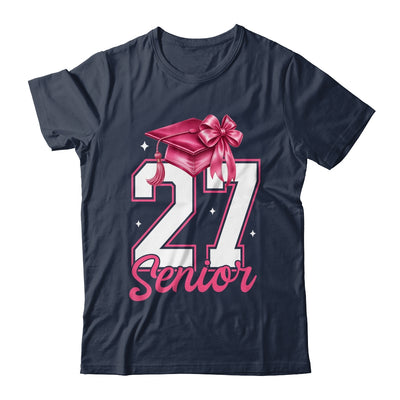 Pink Senior 2027 Coquette Bow Class Of 27 Girl Seniors Shirt & Hoodie | siriusteestore