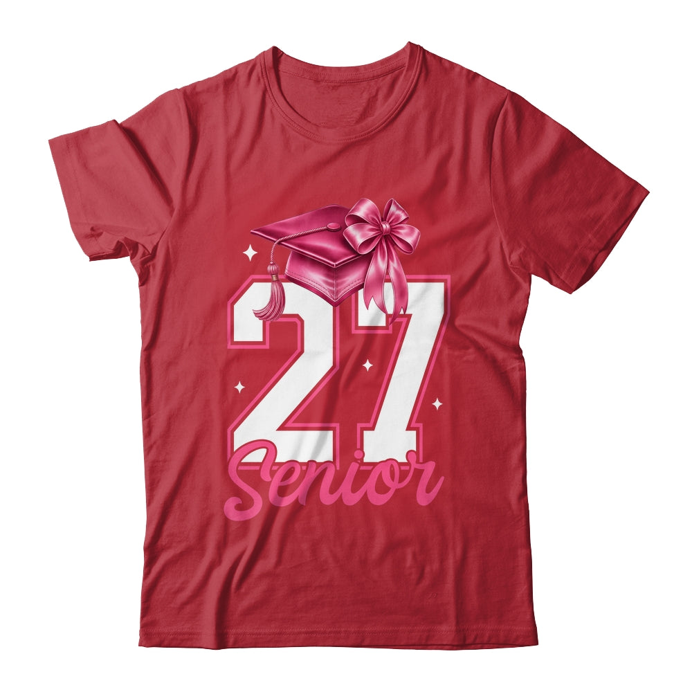 Pink Senior 2027 Coquette Bow Class Of 27 Girl Seniors Shirt & Hoodie | siriusteestore