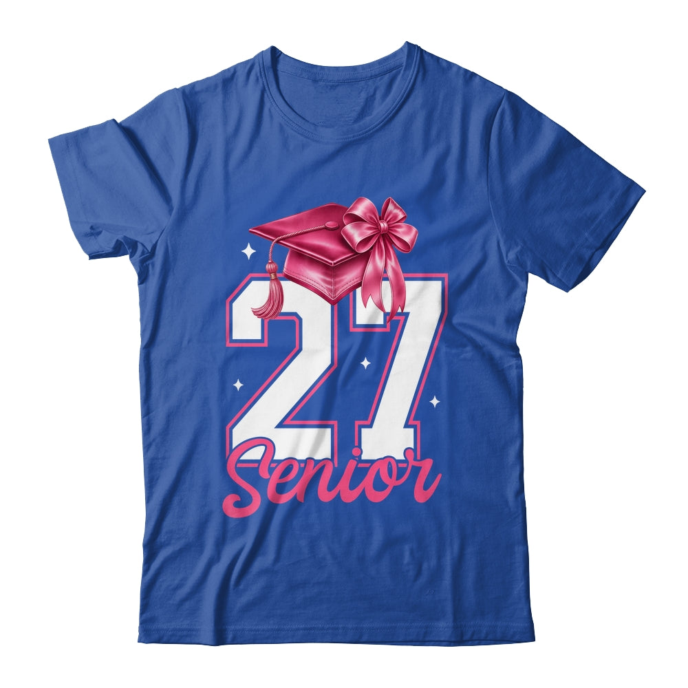 Pink Senior 2027 Coquette Bow Class Of 27 Girl Seniors Shirt & Hoodie | siriusteestore
