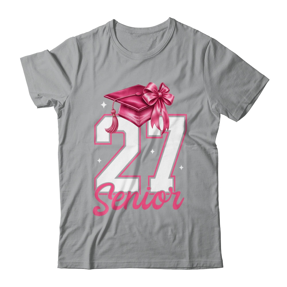 Pink Senior 2027 Coquette Bow Class Of 27 Girl Seniors Shirt & Hoodie | siriusteestore