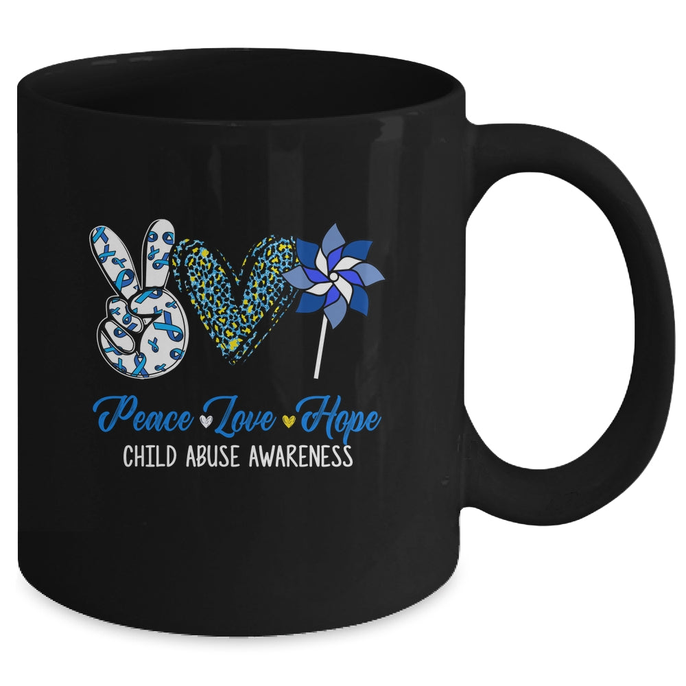 Pinwheel Peace Love Hope Child Abuse Prevention Awareness Mug | siriusteestore