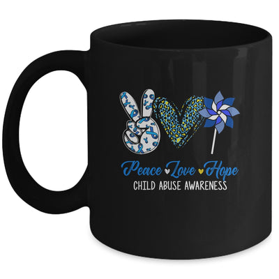 Pinwheel Peace Love Hope Child Abuse Prevention Awareness Mug | siriusteestore